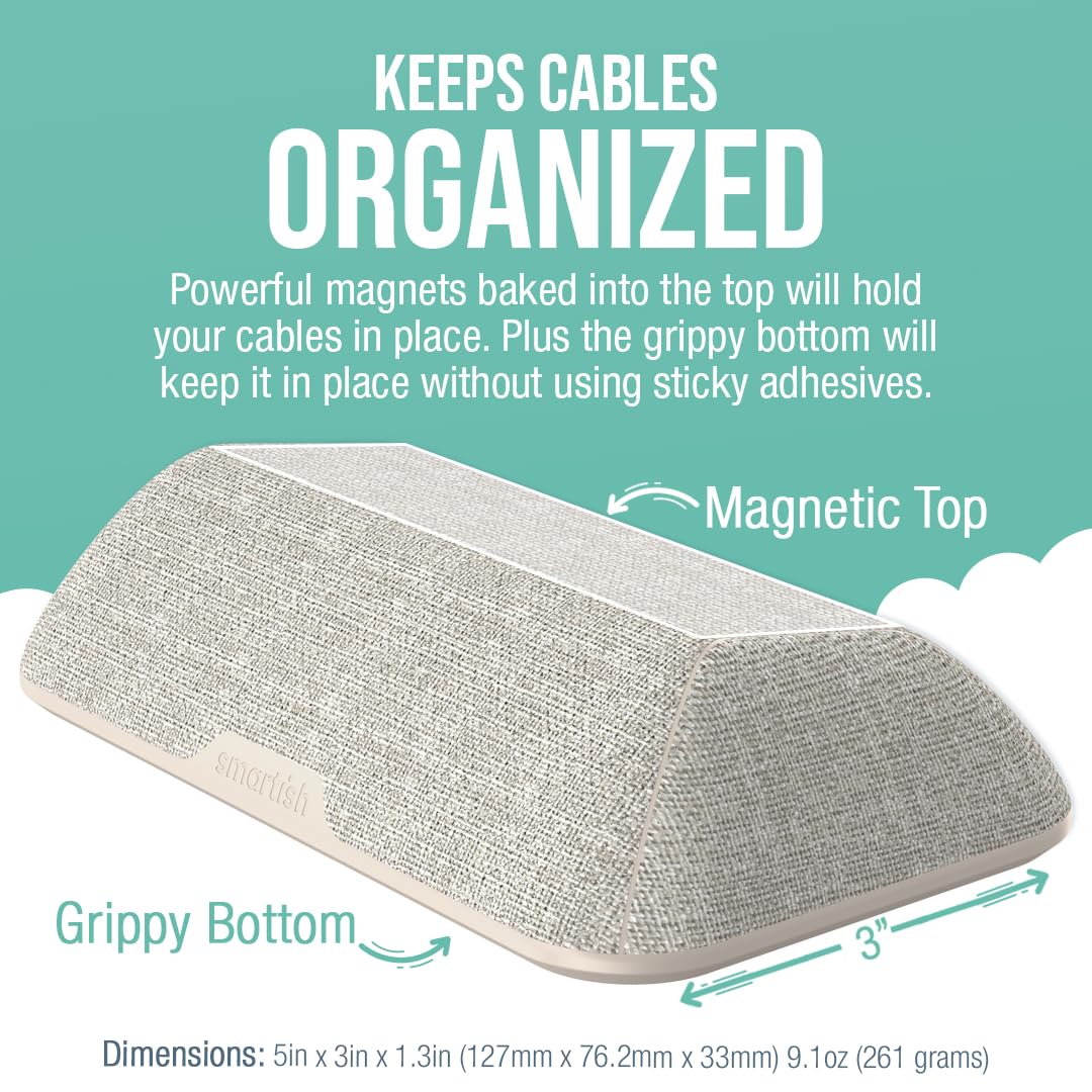 Smartish® Magnetic Cord Holder - Cable Wrangler Organizer with Magnet Clips for Charger Management on Desktop, Nightstand, or Side Table for All Cables, USB-C, Lightning Cables - Lightly Toasted Beige