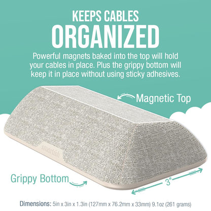 Smartish® Magnetic Cord Holder - Cable Wrangler Organizer with Magnet Clips for Charger Management on Desktop, Nightstand, or Side Table for All Cables, USB-C, Lightning Cables - Lightly Toasted Beige
