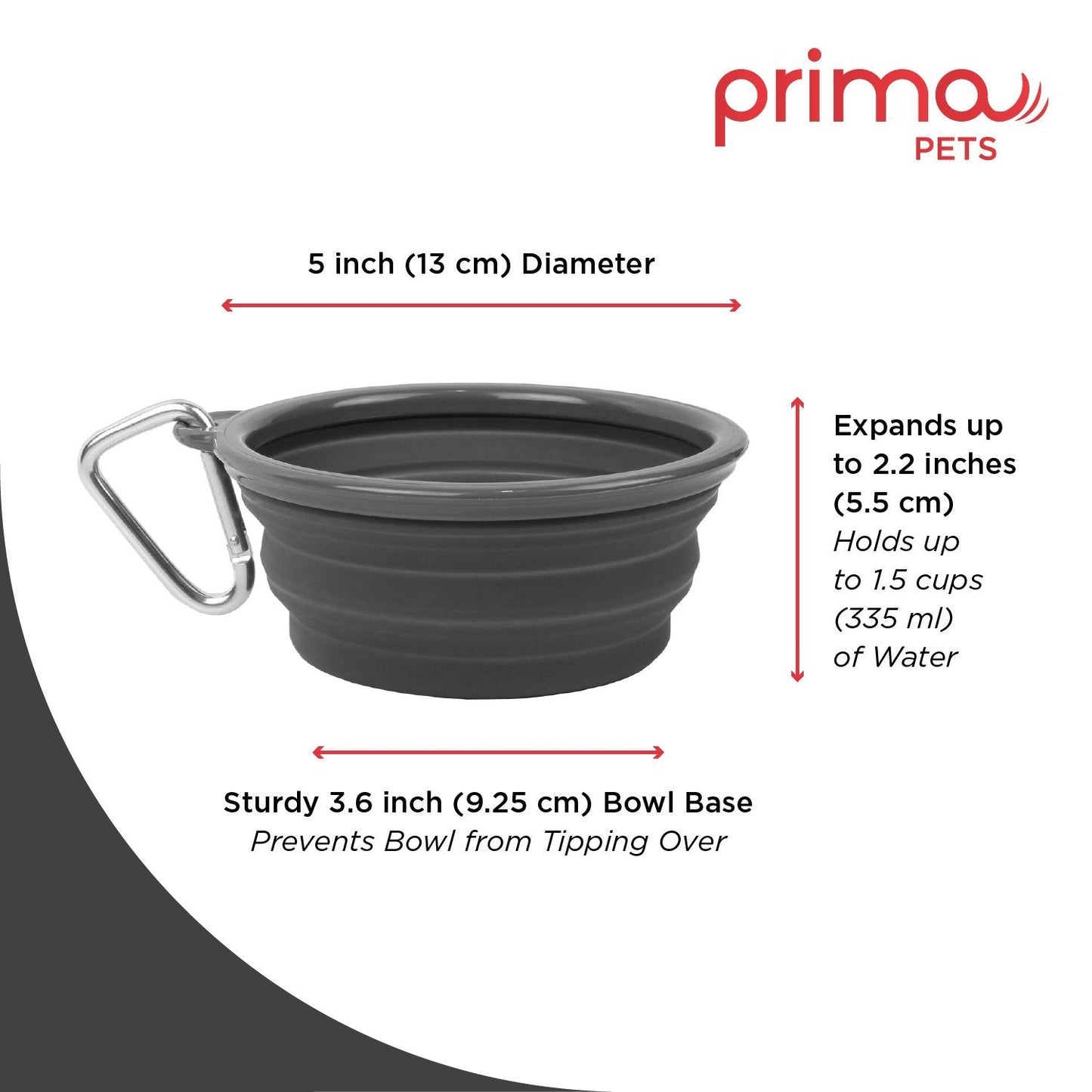 Sale Collapsible Silicone Water Travel Bowl with Clip for Dog and Cat, Portable and Durable Pop-up Feeder for Convenient On-The-go Feeding Size: Large (5 Cups) Grey