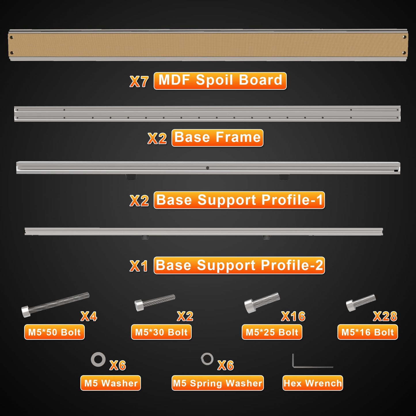 FoxAlien T-slot Hybrid Spoilboard Work Table for XE-Ultra Core CNC Machine, Aluminum Profile Base Frame Uipgrade Kit for Woodworking Cutting