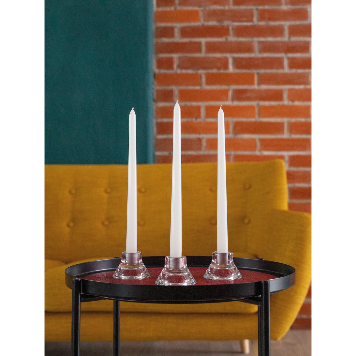CANDWAX 8 inch White Taper Candles - Set of 12 White Candle Sticks Ideal for Christmas Decorations - Unscented Dripless Smokeless Long Burning Candlesticks - Tapered Christmas Candles for Home Decor