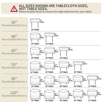 BYDOLL Table Cloth Round 48 Inch Tablecloth Fits Max38 Inch Diameter Top,Beige Washable Outdoor Winkle and Stain Resistant Spillproof Polyester Tablecloths for Round Tables Party Cover