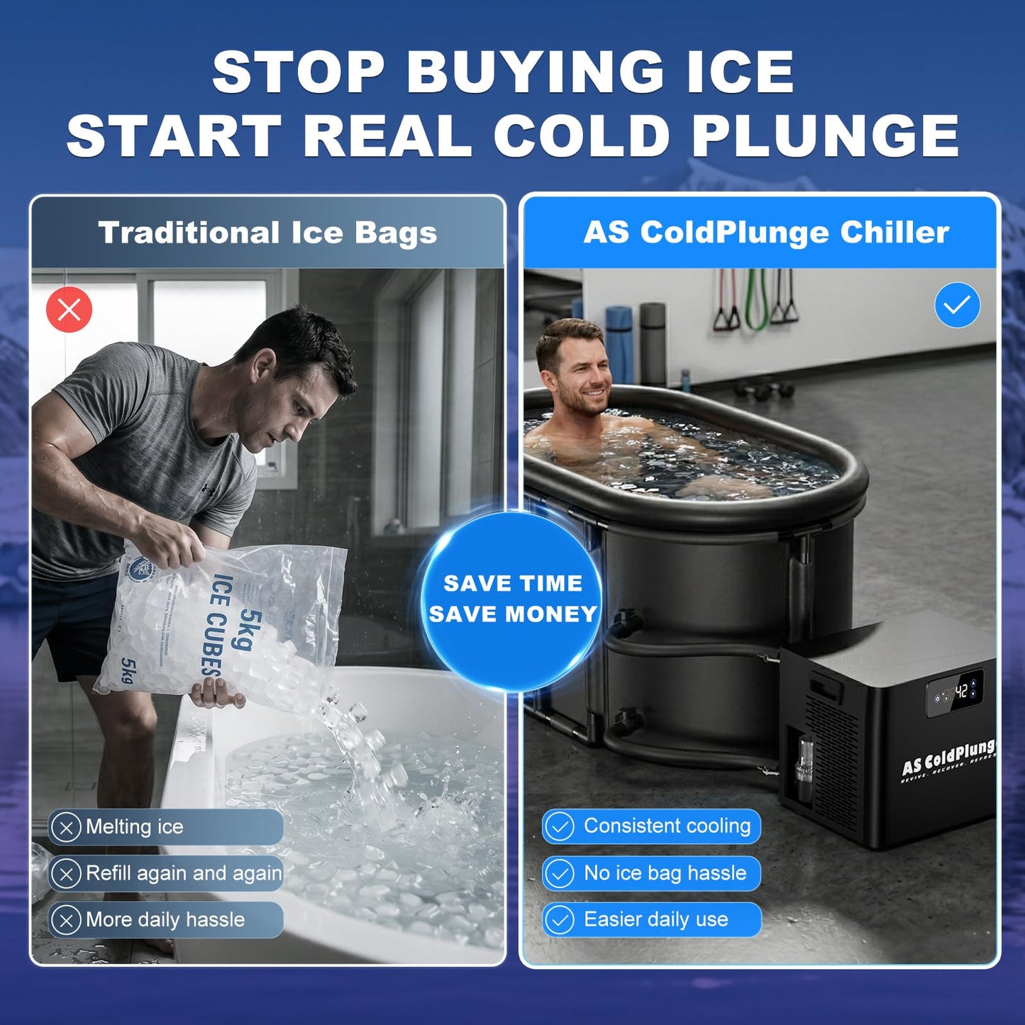 AS ColdPlunge Ice Bath Chiller & Cold Plunge Tub Kit, 1/3HP Cold Plunge Chiller with Built-in Pump & Filter, Upgraded XXL 148Gal Ice Pod, Cold Plunge Tub with Water Chiller for Cold Therapy Recovery