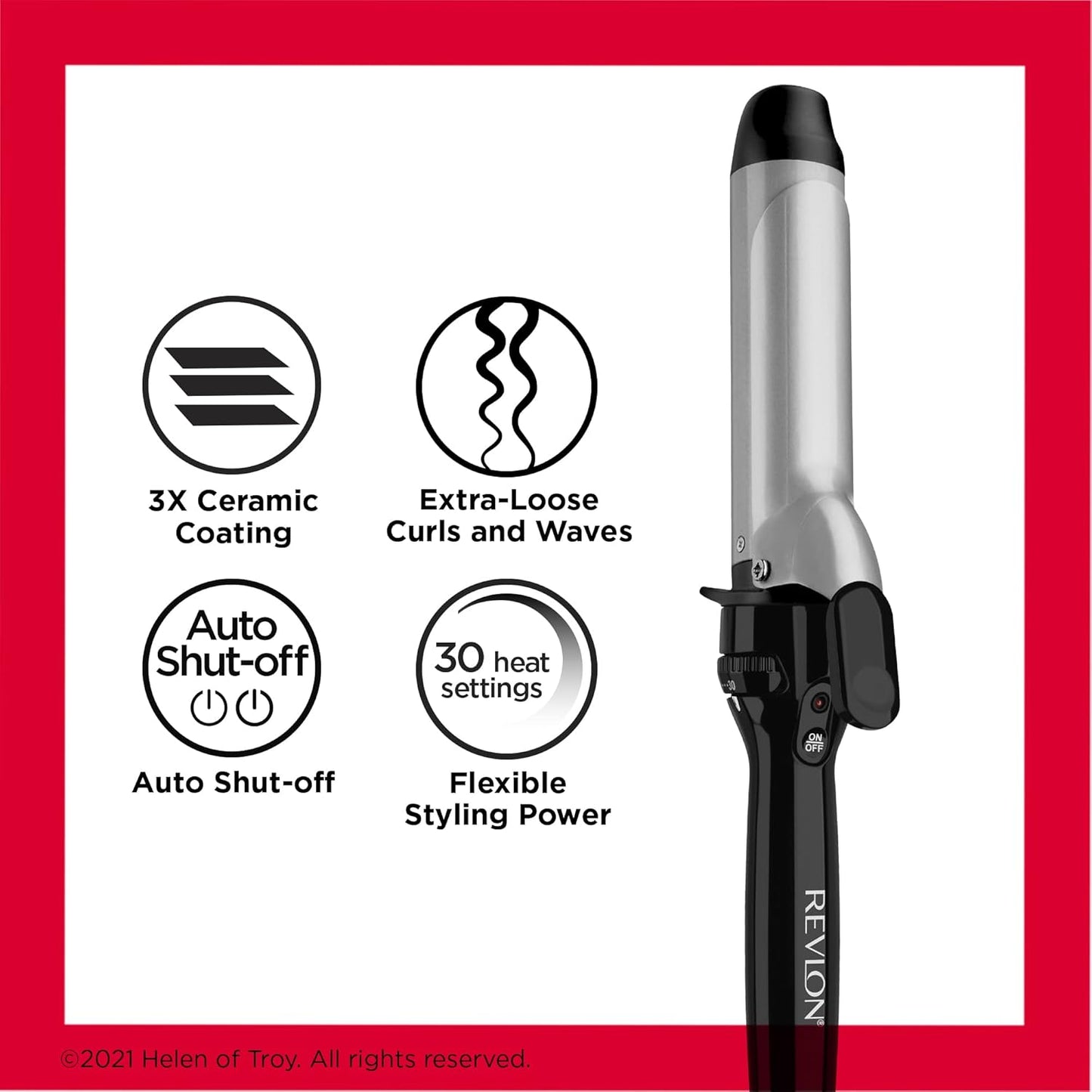 Revlon Perfect Heat Triple Ceramic Curling Iron | For Silky Smooth Loose Curls (1-1/2 in)