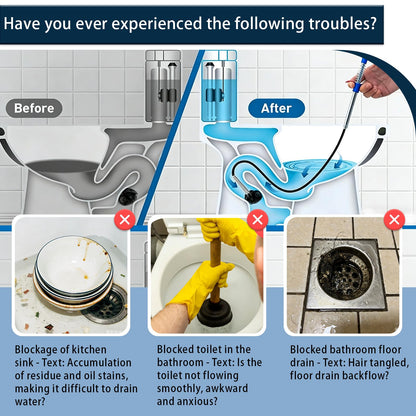 Drainage Snake, Drainage Cleaner, and Hair Removal Tool - Upgraded Version With Easier Pressing, Suitable for Toilet Unclogging, Sink, Shower, Flexible Drainage Snake - (23 inches, 79 inches)