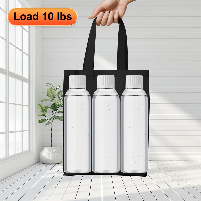 5 | 25 | 50 Pack Economical Reusable Canvas Tote Bag, 10 Oz Washable Thicken Grocery Bag, Plain Canvas Bags with Handles, Blank Bag Suitable for DIY, Tote Bags to Paint(Black) (25, 8.8 x 9.6 Inch)
