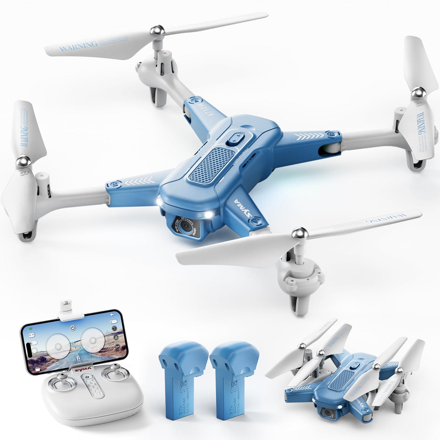 SYMA Drone with Camera 1080P HD FPV Foldable Drone for Kids and Adults, Quadcopter Toys Gifts with Optical Flow Positioning, 90°Adjustable Lens, 3D Flip, One Key Function, Headless Mode