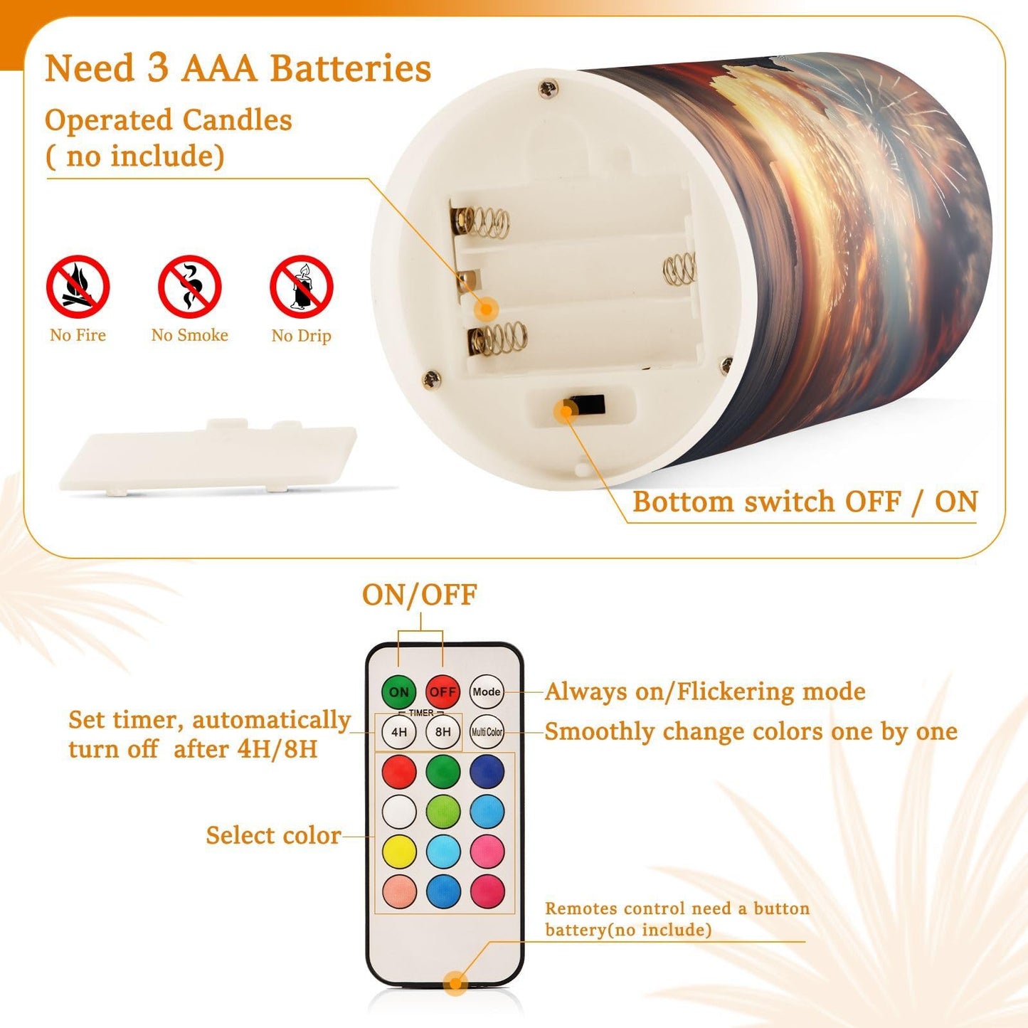 ALAZA Independence Day Statue of Liberty Flameless Candles Flickering LED Candles with Remote Timer Battery Operated Pillar Candles Set of 2 for Dinner Holiday Decor