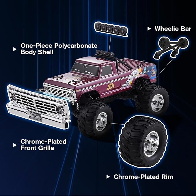 FMS 1/10 RC Truck Ford F100 – 2WD Monster Truck with Licensed Body 550 Brushed Motor Oil Shocks Independent Suspension – All-Terrain RC Crawler High Speed Off-Road RC Car for gift (FIRST BLOOD RS)