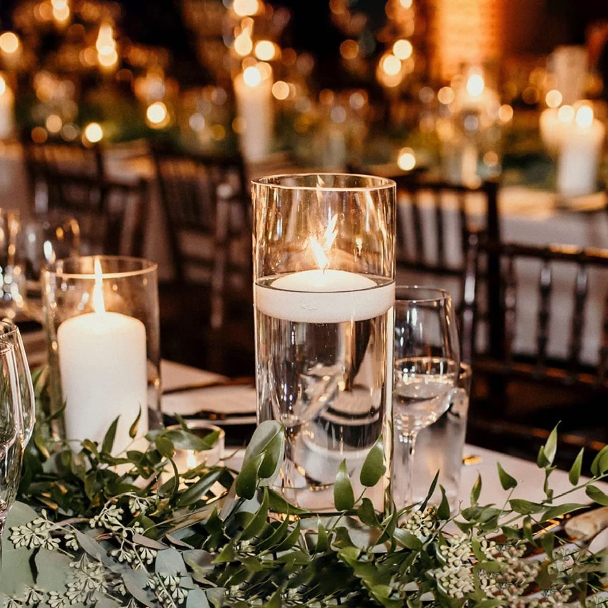 Set of 12 3 Inch White Floating Candles Large Unscented Dripless Water Wax Pool Candles for Vases, Centerpieces at Wedding, Party, Holiday- 10 Hour Burning