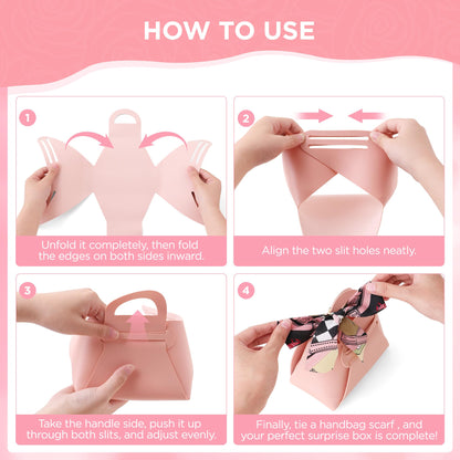 Vane Oak Money Pull Box for Cash, Surprise Money Boxes with Ribbon Leather Mini Bags with 30 Pcs Transparent Bags for Birthday Party Christmas (Pink)
