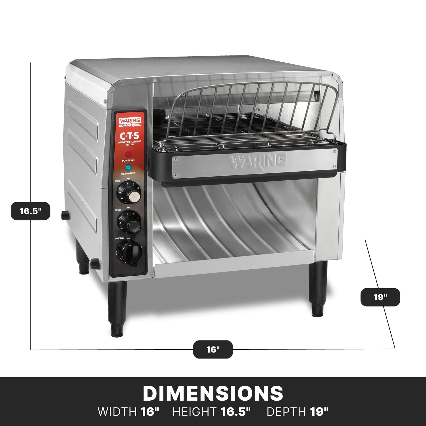 Waring Commercial Heavy-Duty Conveyor Toaster, 1000+ Slices per Hour, Stainless Steel Construction, for Cafes & Restaurants, NSF Certified, 208V, CTS1000B
