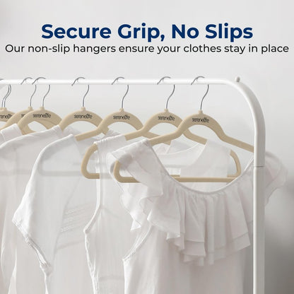 SereneLife 10 Pack Velvet Hangers - Non-Slip with 360° Swivel Hook - Ultra-Thin, Lightweight Velvet Hangers for Shirts, Sweaters, Hoodies, Kids Clothes & Dresses - Space-Saving