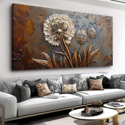 Large White Flower Wall Art with Taupe Background Elegant Flower Framed Floral Canvas Print for Living Room, Bedroom, Dining Room, Home Office Modern Ready to Hang Home Decor - 30"x60"