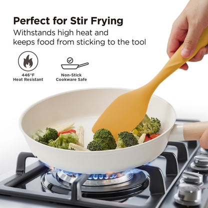 Kitchen Mama WaltzGrip Platinum Silicone Scraping Spatula: Heat Resistant, Seamless, Non Stick for Frying Pan Cookware, Safe, Flexible Bowl Scraper - Ideal for Mixing, Baking, Stirring (Yellow)