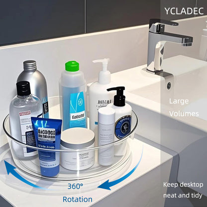 YCLADEC 2 Pack Lazy Susan 11.5" Inch Turntable Organizer Organization Storage Container Bins Spice Rack Cabinet Rotating Condiment for Pantry Countertop Kitchen Vanity Bathroom Jewelry Holder Clear
