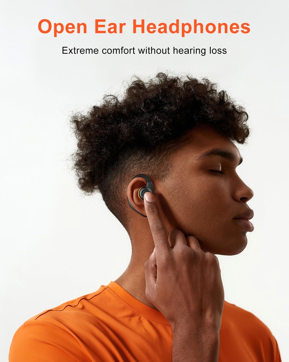 Jzones Open Ear Headphones Wireless Bluetooth 5.3, Open Ear Earbuds with Dual 16.2mm Dynamic Drivers 60 Hours Playtime Waterproof Sport Earbuds for Android iPhone TV,Black