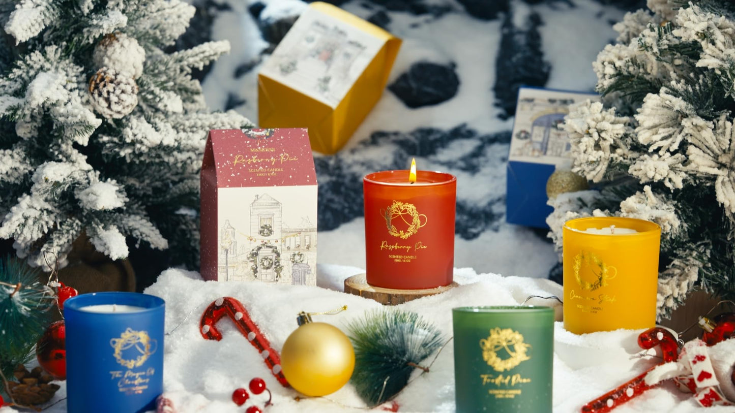 M&SENSE Christmas Holiday Candle - Cinnamon Stick Scent, 8.1oz Soy Wax, Ideal Winter Home Decor Gift for Women and Men