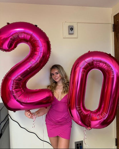 Hot Pink Number 22 Balloons 40 inch, 22 Number Balloons, 22nd Birthday Decorations, 22 Year Old Women Hot Pink Party Supplies