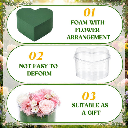 FunooFuno 12 Pcs Plastic Heart Shaped Boxes for Flower 2.95" x 2.95" Plastic Gifts Box with Lids Floral Foam Mini Clear Heart Containers Thank You Gifts for Teacher Mother's Day Wedding Anniversary