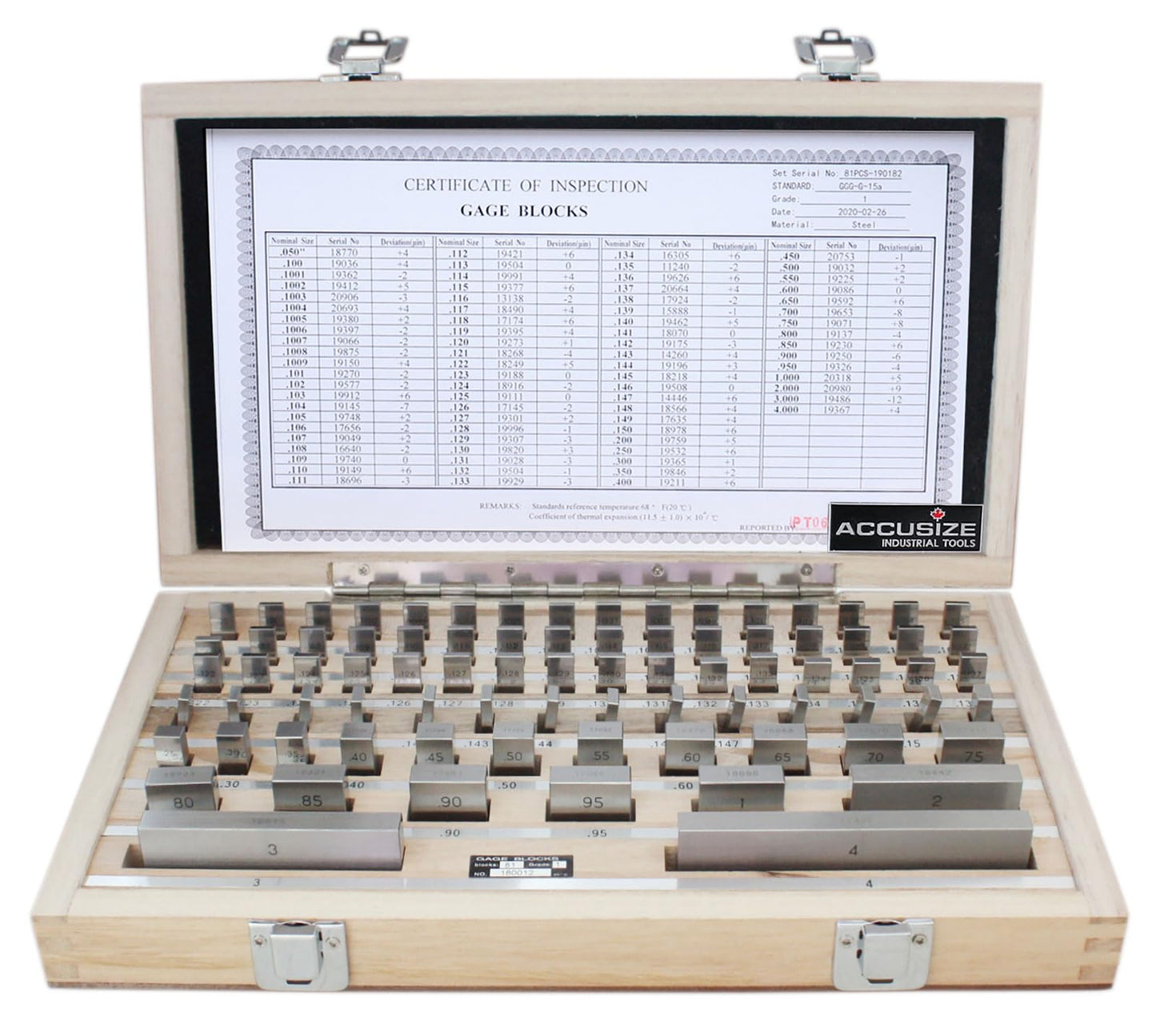 Accusize Industrial Tools 81 Pc Grade AS-1 Steel Gage Block Set, P900-S582