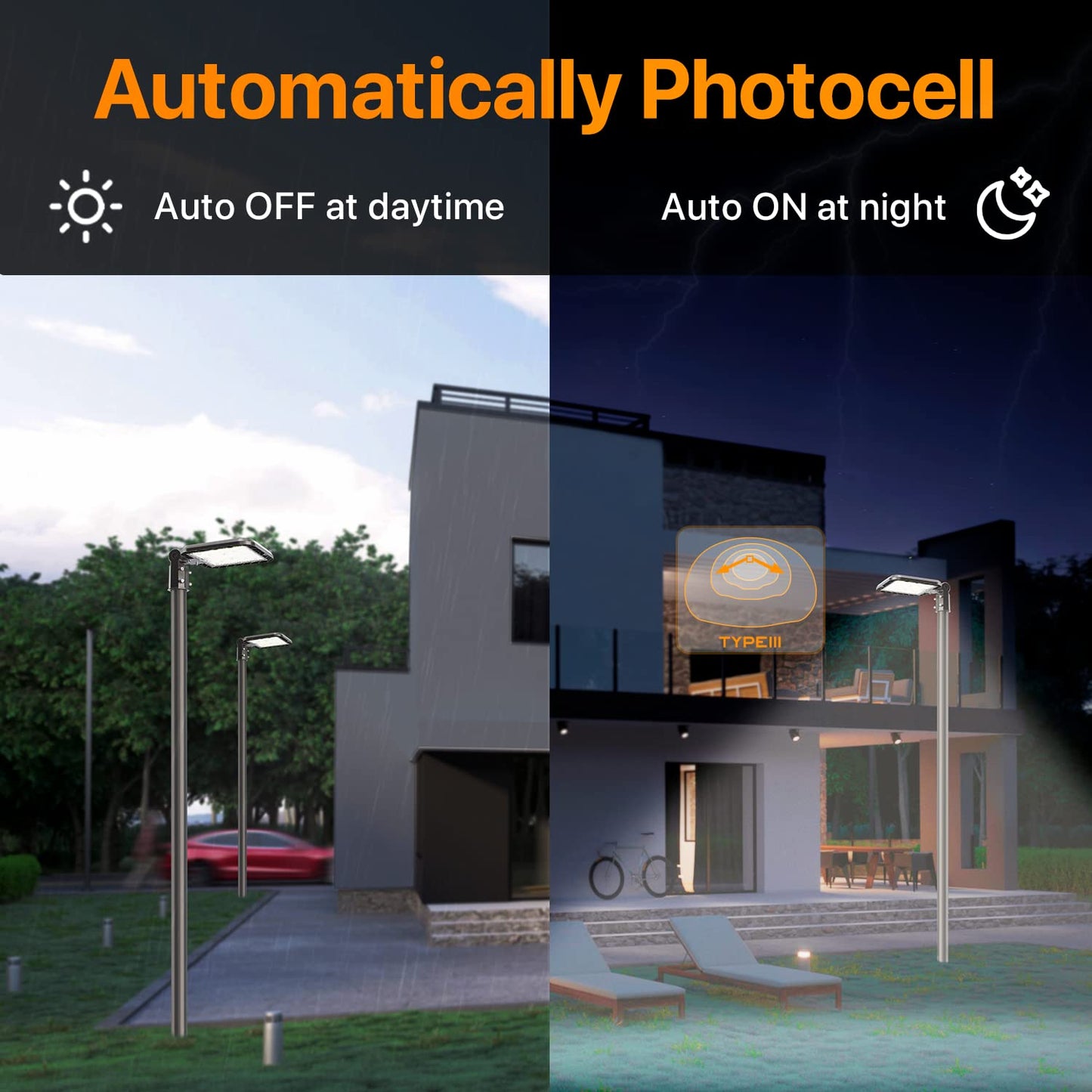 DEMILARE Parking Lot Lights 200W 2Pack 30000LM(150LM/W) Dusk to Dawn Outdoor LED Shoebox Light Slip Fit Pole Mount IP65 Waterproof 120-277V Commercial Street Area Lighting for Roadways, Backyard