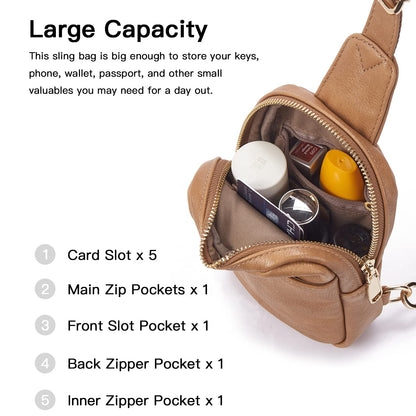 Telena Small Sling Bag for Women Leather Crossbody Fanny Packs Chest Bag for Women
