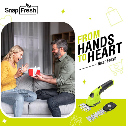 SnapFresh Cordless Grass Shears & Hedge Trimmer, 2-in-1 Handheld Electric Lightweight Hedge & Shrub Trimmer with Battery for Garden Yard Lawn, 2.0Ah Battery & USB-C Charging Cable Included