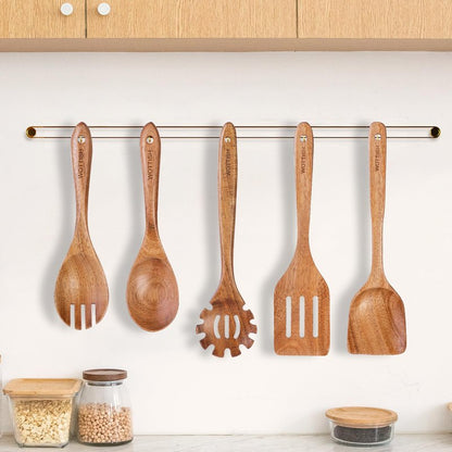 Wooden Spoons for Cooking,Wooden Cooking Utensil Set,10-Piece Wooden Kitchen Utensil Set with Wooden Spoons(A10)