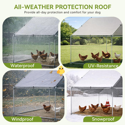 COMHOMA 13×10×6.6FT Large Metal Chicken Coop with Roosting Perch,Walk-in Chicken Run with Waterproof Roof & Lockable Door,Outdoor Poultry Cage for Hens,Ducks,Rabbits