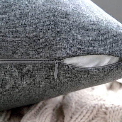 MIULEE Decorative Outdoor Throw Pillow Covers - Waterproof Faux Linen Euro Sham | 24x24 Inch Dark Grey (Pack of 2)