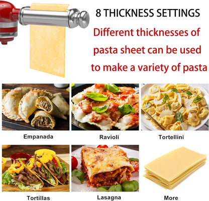 Pasta Maker Attachment for All Kitchenaid Stand Mixers, 3 PCS Kitchen Aid Pasta Attachments Included Pasta Dough Roller, Fettuccine Cutter, Spaghetti Cutter and Cleaning Brush