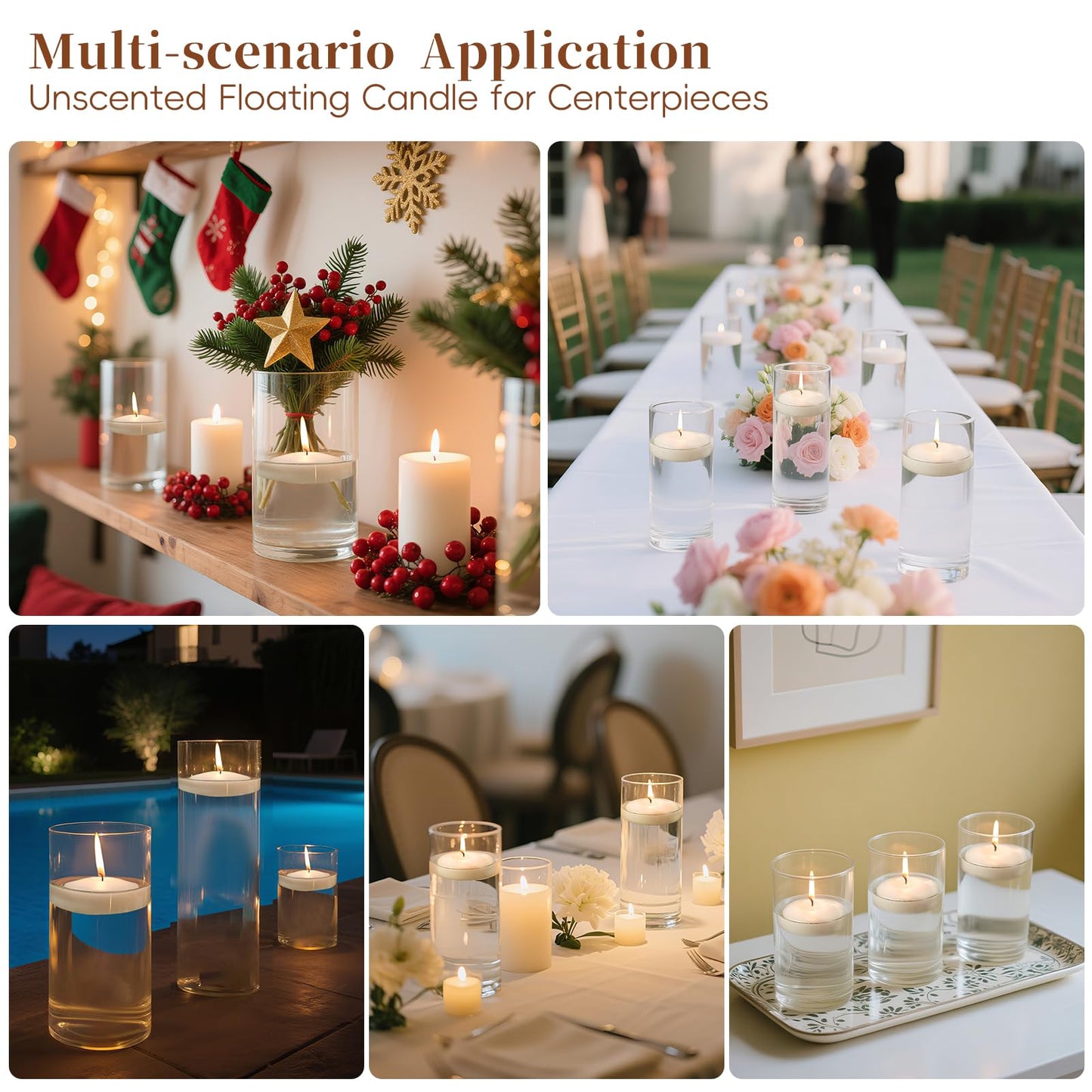 3 inch Floating Candles 36 Packs Black Floating Candles 8-9 Hours Floating Candle for Centerpieces 3” Water Candles for Cylinder Vases, Pool, Wedding, Party