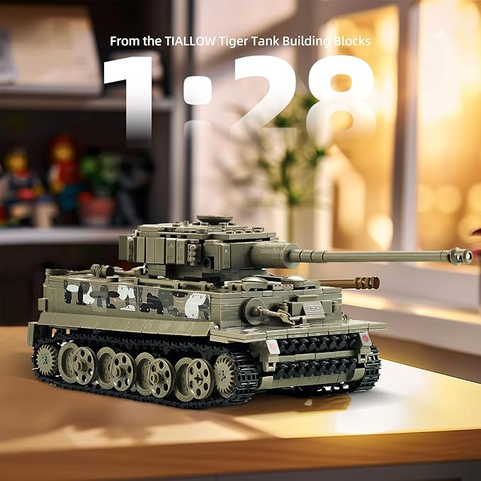 WW2 1:28 Tiger Tank Sets Military Building Toy Compatible with LegoCreate a German Tiger Tank Building Block Great Army Models Kits for BoysKids and Adults Age 6-14 (Taupe)