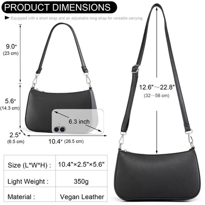 NIUEIMEE ZHOU Small Shoulder bag with 2 Removable Straps Cross Body Clutch Purse Handbag for Women