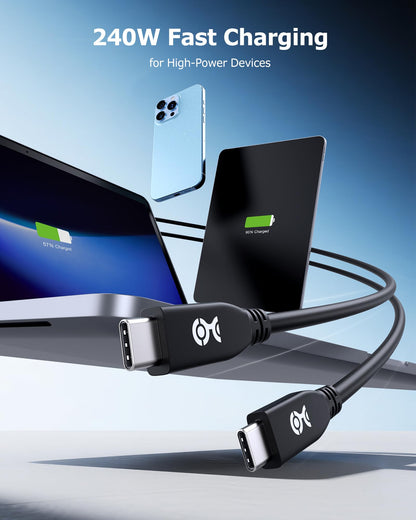 Cable Matters 40Gbps USB 4 Cable - 6.6ft, Supports Up to [8K@60Hz / 4K@240Hz Video, 240W Charging, 40Gbps Data Transfer] USB4 Cable, Black, Compatible with Thunderbolt 4, MacBook, XPS, Surface Pro