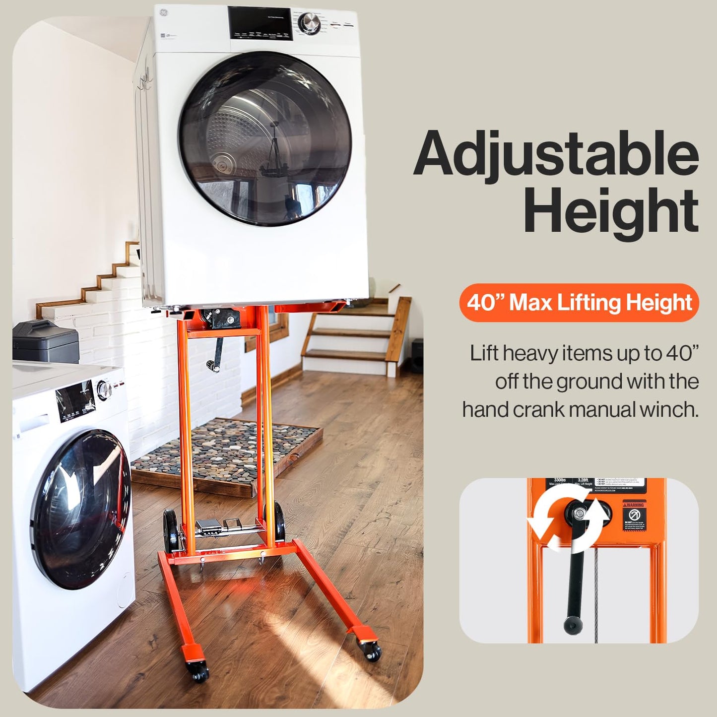 SuperHandy Material Lift Winch Stacker & GoRise Electric Floor to Stand Lift – 500 Lbs Capacity, Standing Assistance（Bundle Deal）