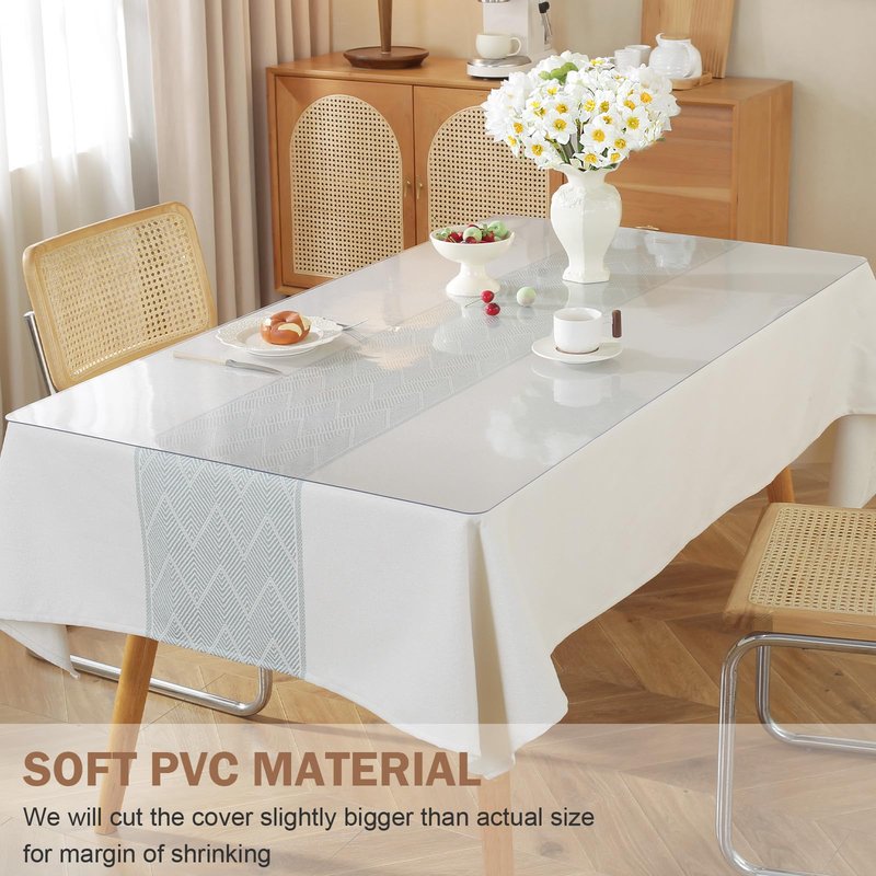 LovePads Clear Table Cover Protector, 28 x 48 Inch 2mm Thick Plastic Table Cover, Table Protector for Dining Room Table, Waterproof Dresser Cover Top for Kitchen, Coffee, Writing Desk