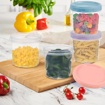 Yomarket 6pcs 16 oz Plastic Deli Containers with Screw Lids, Small Freezer Containers Reusable 2 Cup Food Storage Container with Pen & Brush for Snack Salad Fruit, Microwave & Dishwasher Safe BPA Free