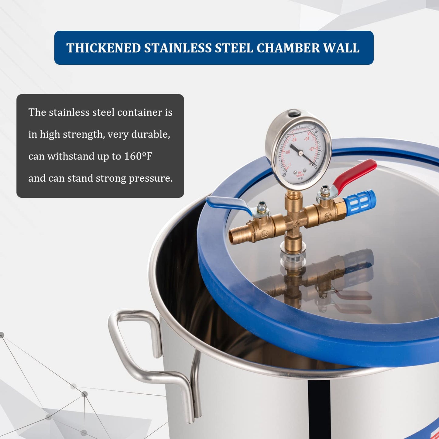P PBAUTOS 9 Gallon Tempered Glass Vacuum Chamber with Two Rubber Seals, 33L Degassing Chamber Kit with 5 CFM 1/3HP Single Stage Vacuum Pump Without Oil, Perfect for Stabilizing Wood