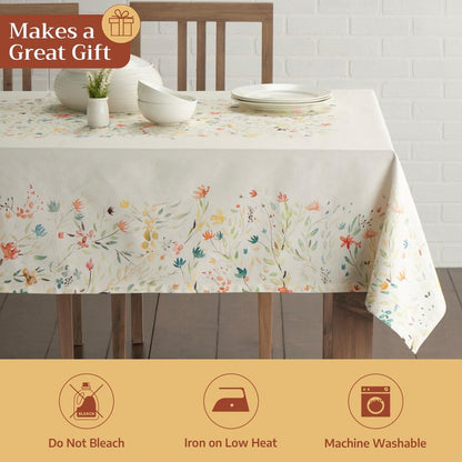 Maison d' Hermine Table Cloth Square Table 100% Cotton 60 x 60 Inches Tablecloth Reusable Decorative for Dining Kitchen Room Farmhouse Home Gifts for Mothers Day Spring Summer - Colmar