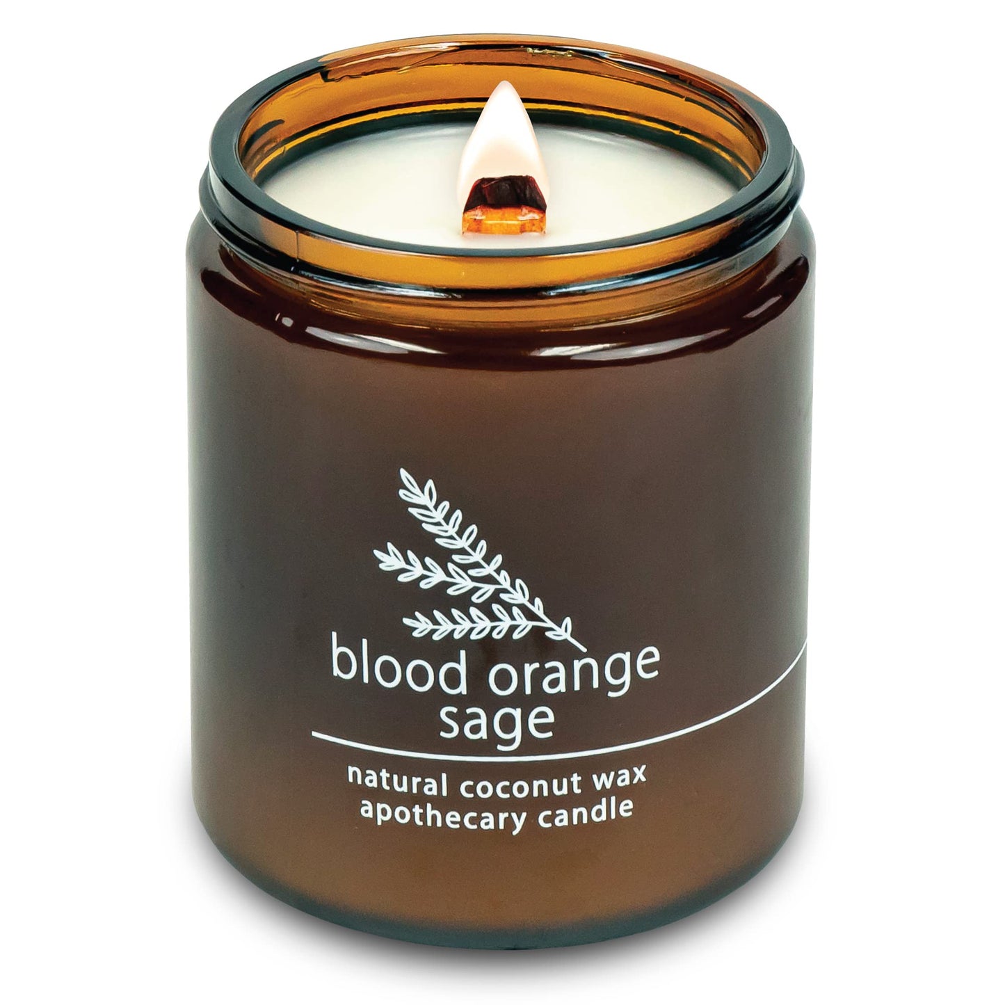 Hemlock Park Blood Orange Sage Apothecary Scented Candle | Crackling Wood Wick, Botanical Fragrance & Coconut Apricot Wax | Up to 60 Hour Burn Time | 8 oz | Made in USA