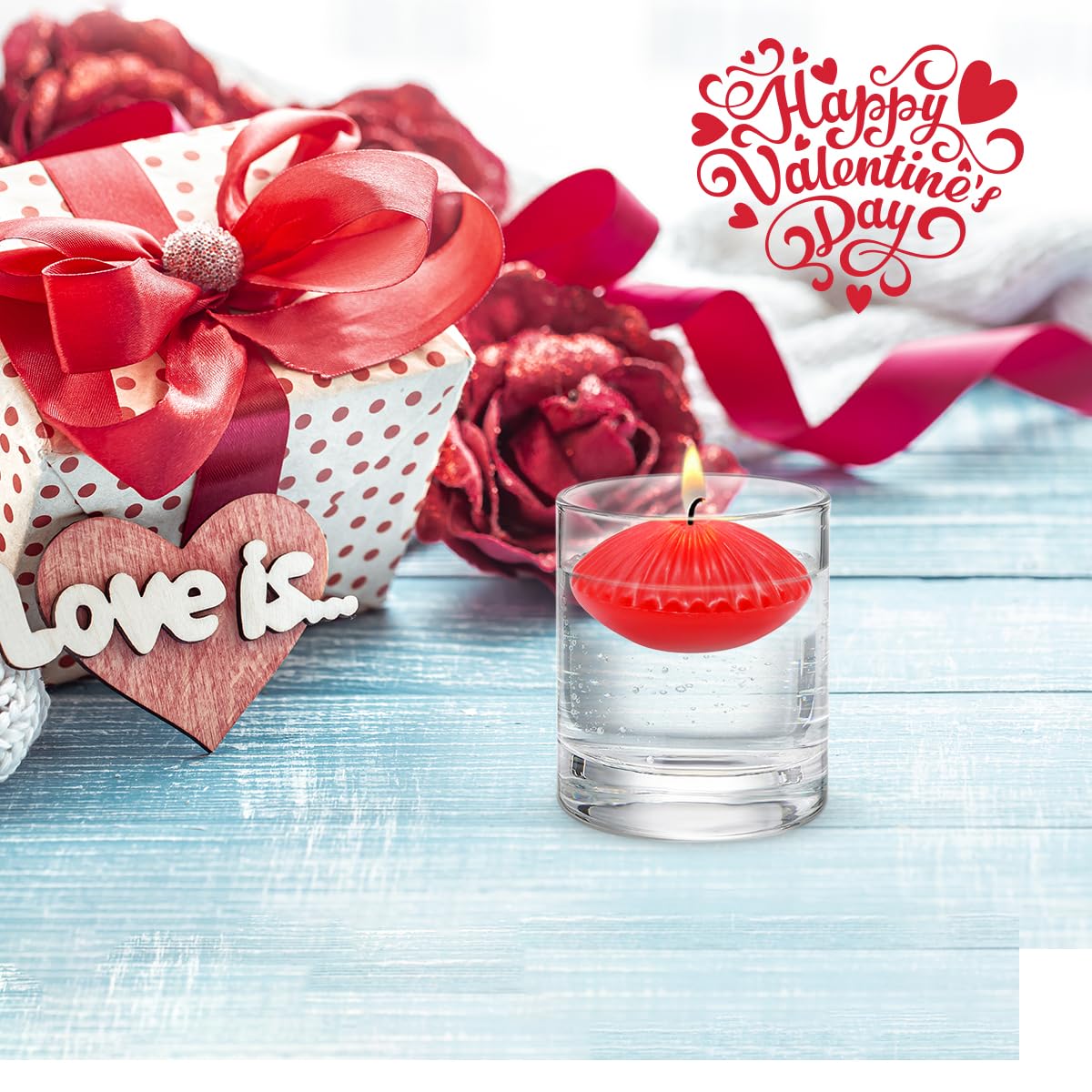 Red Floating Candles for Cylinder Vases, 24 Pack 2 Inches Water Tealight Candles for Centerpieces at Wedding Dinner Party Spa Treatments