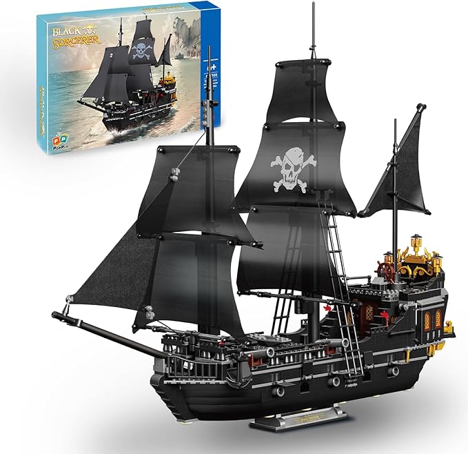Pirate Ship Building Kit Black Pearl Caribbean Pirate Ship Mini Building Block Sets for Adults Pirate Ship Toys Gift for Kids Boys 8-12 Not Compatible with Lego Pirate Ship Set 1424 PCS
