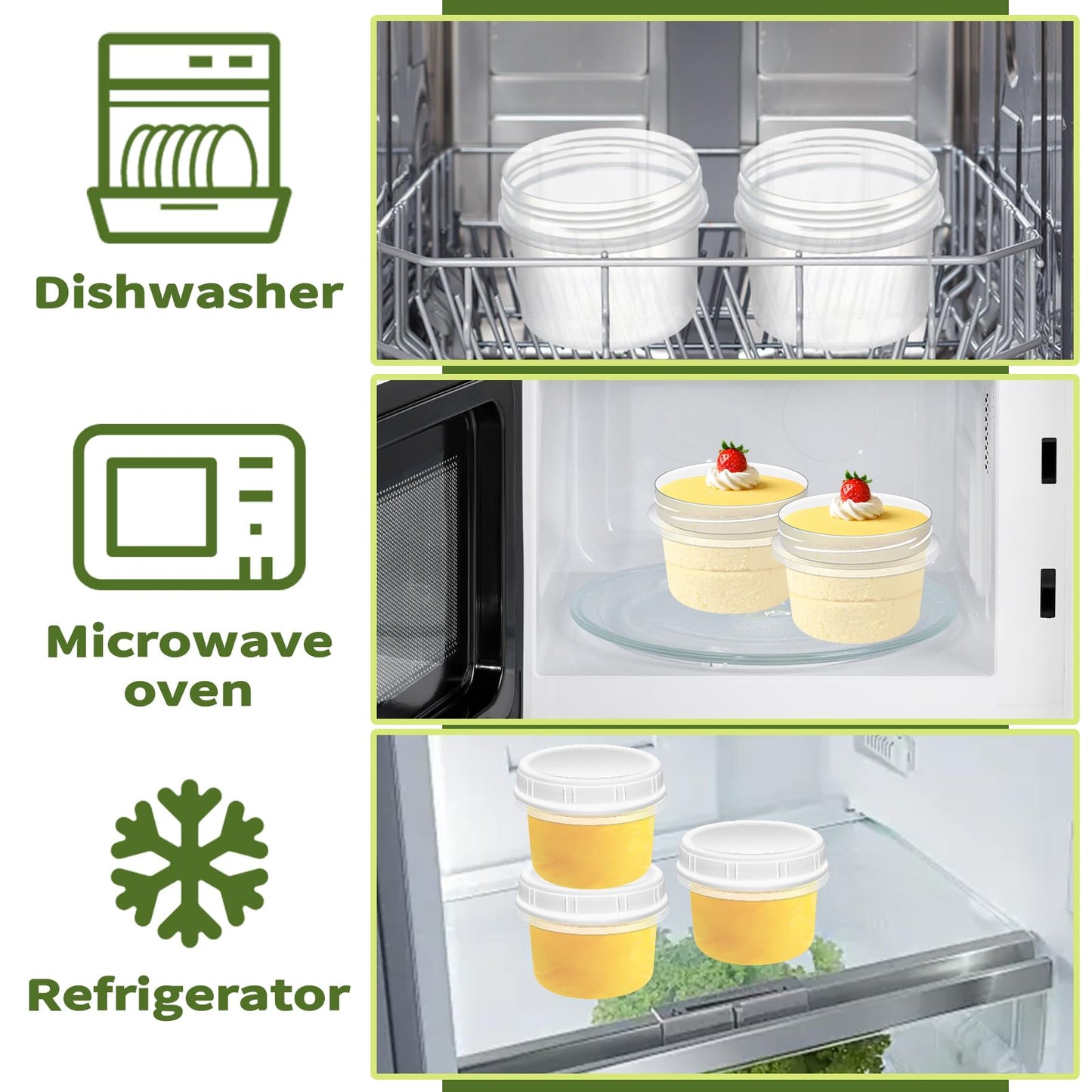 ISUSSER 10 Pack 8oz Reusable Small Plastic Containers with Screw Lids, Small Food Storage Freezer Containers, Deli Containers Stackable Food Storage Jars, Sauce Condiment Jars Lunch Box Accessories