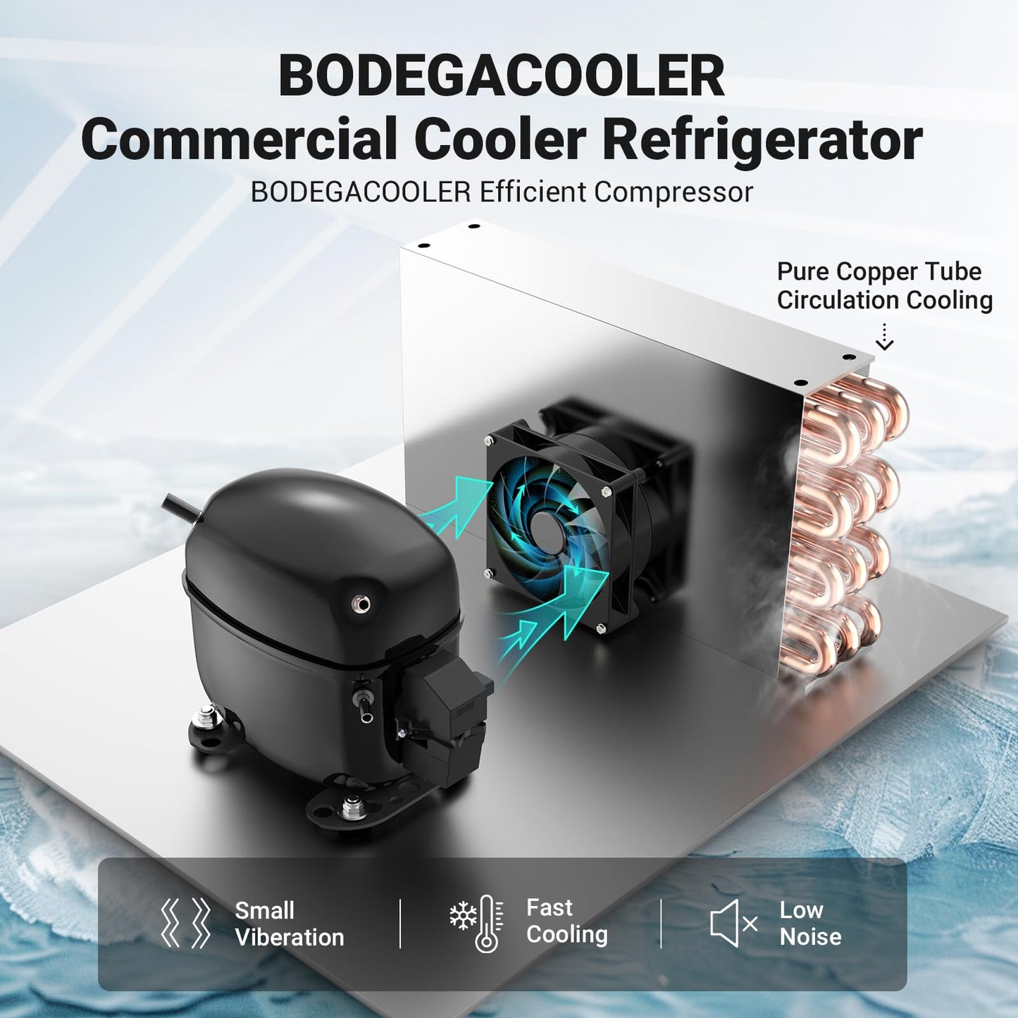 BODEGACOOLER Commercial Merchandiser Refrigerator, 12.5 Cu.Ft Glass Door Display Cooler, Upright Beverage Refrigerator with Soft LED Light, Adjustable Shelves, 4 Heavy-Duty Stainless Steel Casters