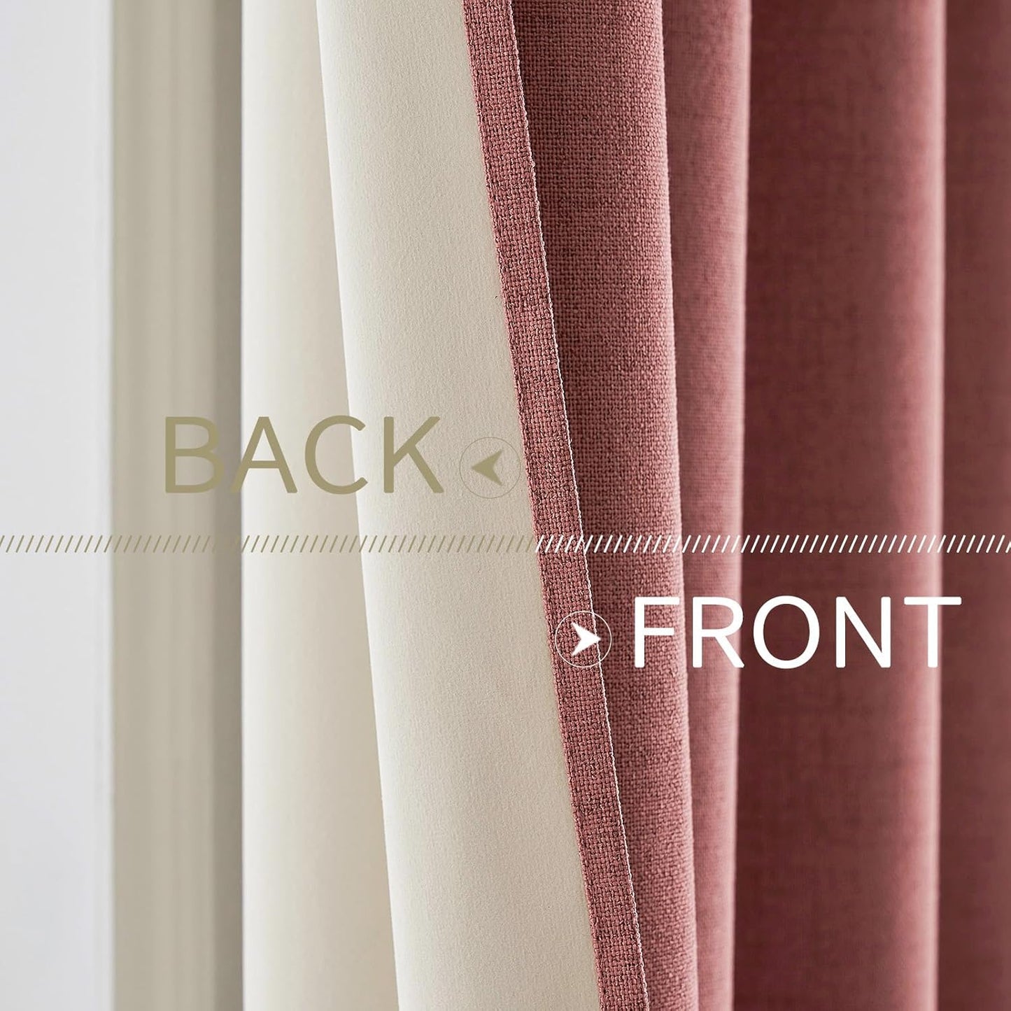 MIULEE 100% Blackout Linen Textured Curtains - Thermal Insulated Dusty Rose Drapes | 52 x 120 Inch (2 Panels)