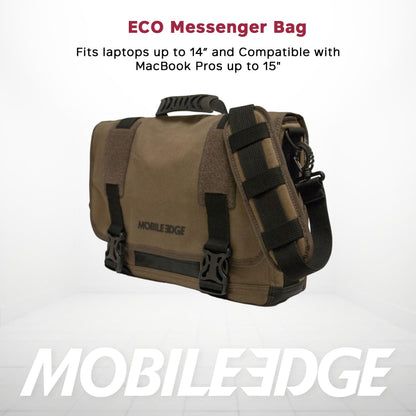 Mobile Edge ECO-Friendly Laptop Messenger Bag for Men and Women, for 14.1" PC and Compatible with MacBook 15", Cotton Canvas, Black