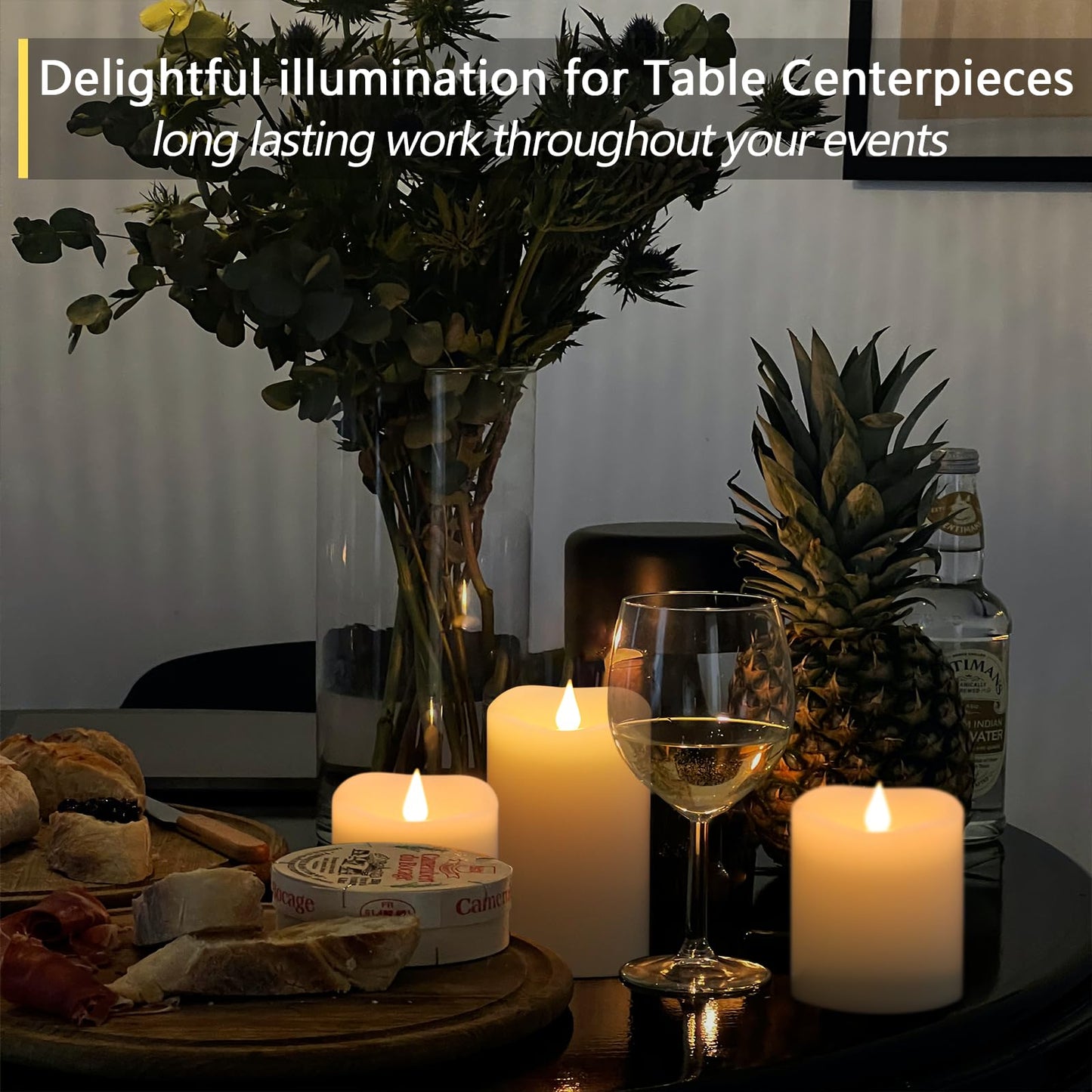 TECHLONG Flameless Candles Battery Operated with Timer, 3D Moving Flame Flickering, Last 600+ Hours Battery Candles, 3" x 5" Ivory Real Wax Electric LED Candle for Wedding Party Decorations