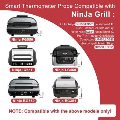 1 Pack Replacement Meat Probe for Ninja FG550/FG551,IG651, LG450CCO,BG550,EG351,LG550CO,Smart Thermometer Probe for Ninja Indoor Grill Accessories,